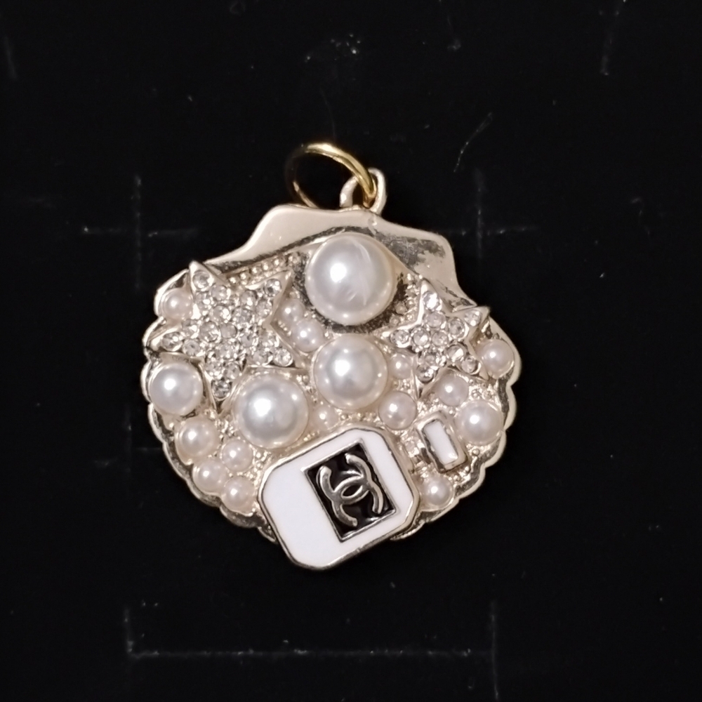 Upcycled Gold and White Pearl Charm